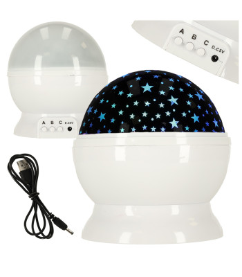 Öölamp Täheprojektor 2in1 USB Valge