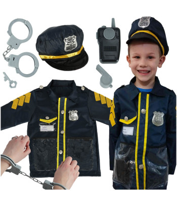 Karnevalikostüümi politseiniku käeraudade komplekt vanuses 3-8
