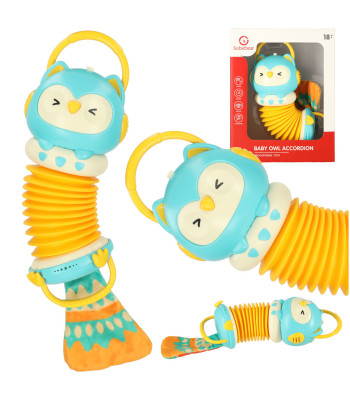 Harmoonika Lastele Öökull Sinine LED Mänguasja 30cm