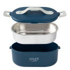 Adler AD 4505 sinine toidukonteiner soojendusega lõunakarbi komplekt konteiner eraldatav lusikas 0,8L 55W