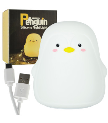 Laste Silikoonist LED Öölamp Valge Pingviin
