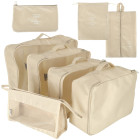 Kohvrikorraldajad reisikomplekt 8 tükki riided hoiuruumid veekindlad kotid meigikott Kingakott beež