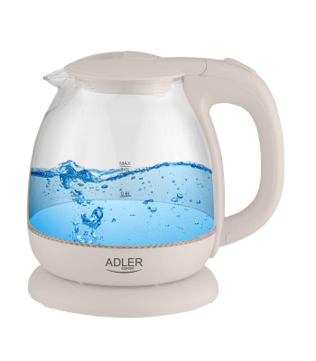 Adler AD 1283C läbipaistvast LED-klaasist veekeetja 1,0 L 1100 W
