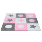 Vahtplastist puslematt lastele 180x180cm 9-osaline hall roosa värv
