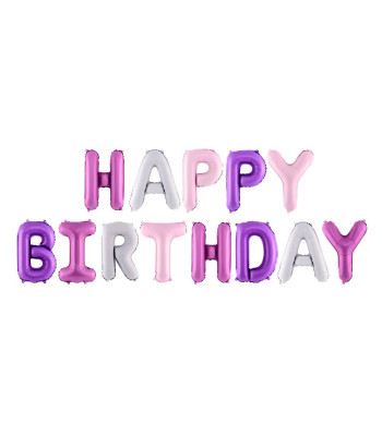 Fooliumiga õhupall 'Happy Birthday', 340cm x 35cm, vikerkaarevärvid