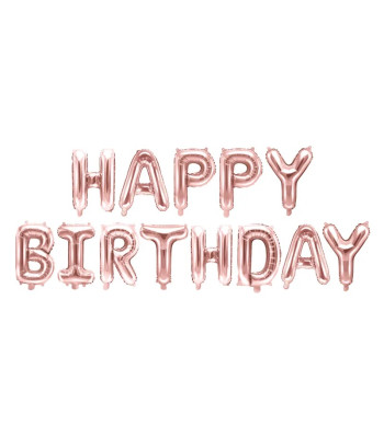 Fooliumõhupall Happy Birthday, 340cm x 35cm, roosa kuld
