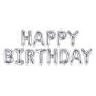 Fooliumõhupall Happy Birthday, 340cm x 35cm, hõbedane