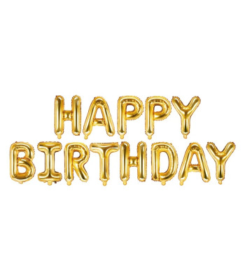 Metallikast fooliumõhupall Happy Birthday