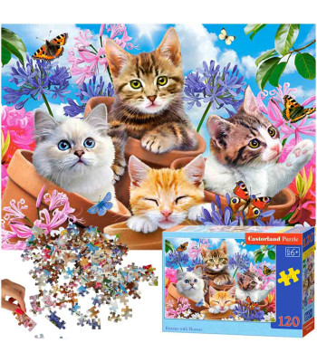 Castorland Pusle 120 tk Kutsikad Lilledega