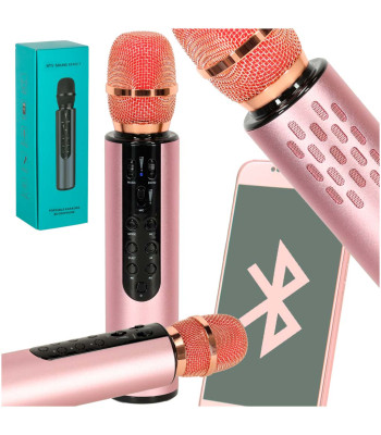 Roosa juhtmevaba karaoke mikrofon Bluetoothiga