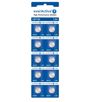 EverActive LR1130 LR54 AG10 Alkaline Patarei - 10 tk
