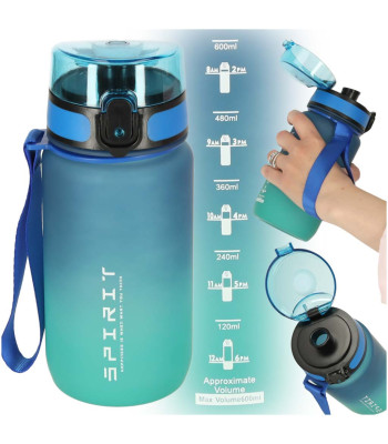 Veepudel spordikõrrega 600ml sinakas-roheline