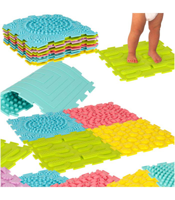Sensoorne puslematt Montessori jalatalla massaažiks, 8 osa, pastelsed