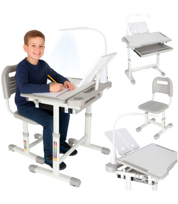 Reguleeritav laste kirjutuslaud koos LED-lambiga