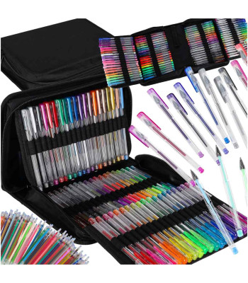 Värvilised geelpliiatsid karbis 100 tk + 100 täitesüdamikku