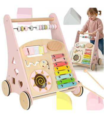 Puidust kõndimistugi lapsele, roosa