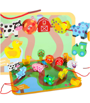 Puidust nöörimisklotsid - hariduslik mänguasi