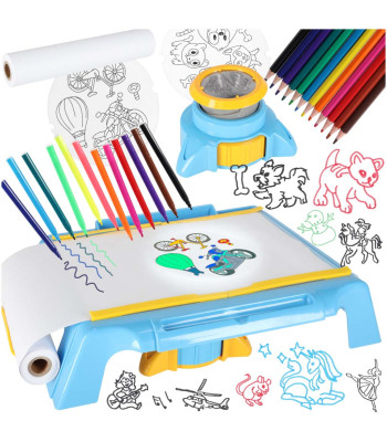 Joonistusprojektor koos laua ja kaartidega - hariduslik komplekt lastele