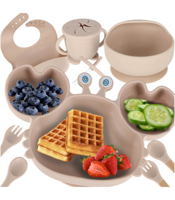 Silikoonist nõude komplekt lastele Krabi - 9-osaline