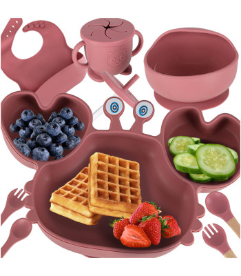 Silikoonist nõud lastele - 9-osaline krabi komplekt