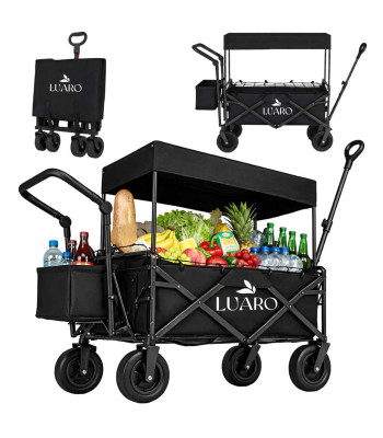 Kokkupandav rannakäru LUARO varikatusega ja võrguga must