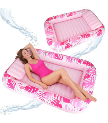 Täispuhutav madrats ujumiseks, päikesevõtu lamamistool koos padjaga 175 cm roosa