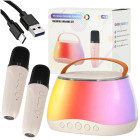 Karaoke komplekt LED RGB kõlar Bluetooth 2 mikrofonid USB