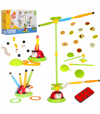 Vaikiškas arkadinis žaidimas besisukantis stulpas ladybird target throw 5in1