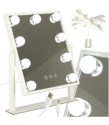LED-meigipeegel 9 pirni ja USB-ühendusega, 25 x 30 cm