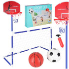 2-in-1 spordikomplekt lastele – jalgpallivärav ja korvpallikorv, 2 palli ja pump – värav 70,5 x 122 x 48 cm