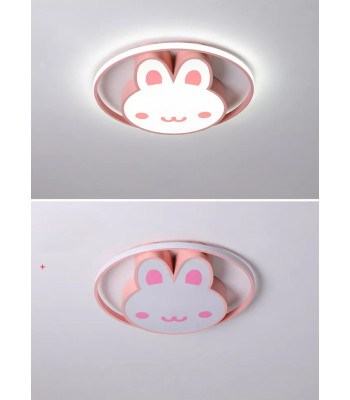 LED-laevalgusti laste tuppa, jänku, hämardatav, puldiga, roosa ja valge, 50 cm