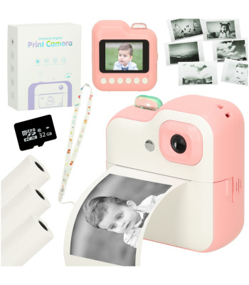 Koheprintiv fotoaparaat termoprinteri ja tarvikutega, roosa, 1GB, 24MPX