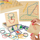 Geoboard geoplank – puidust pusle kujundite loomiseks kummipaeltega, 15cm x 15cm x 2,3cm