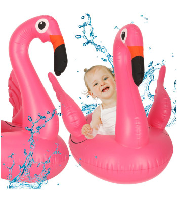 Täispuhutav flamingokujuline ujumismadrats beebidele ja lastele istmega kuni 15 kg vanusele 1–3 aastat 66 x 47 x 57 cm