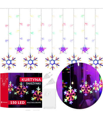 Springos mitmevärviline LED lumehelbekardin