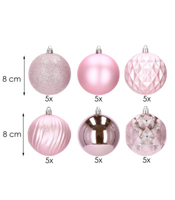 Jõulukuulid Springos CA0875 30 tk roosa 8 cm komplekt