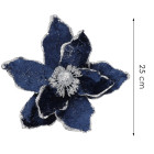 Petlemma täht klambriga, kunstlill poinsettia Springos CA1228, tumesinine hõbedase säraga