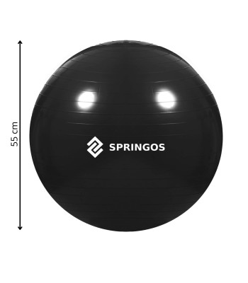 Fitnessi võimlemispall pumbaga Springos FB0013, 55 cm, must