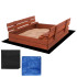 Kaetav liivakast pinkidega Springos SBP100SET04 100×100 cm immutatud puidust, geotekstiiliga ja plaaniga, pruun
