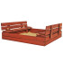 Kaetud liivakast pinkidega Springos SBP120SET02 120x120 cm immutatud puit, koos pealiskatte ja aluskangaga