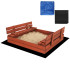 Kaetud liivakast pinkidega Springos SBP120SET02 120x120 cm immutatud puit, koos pealiskatte ja aluskangaga