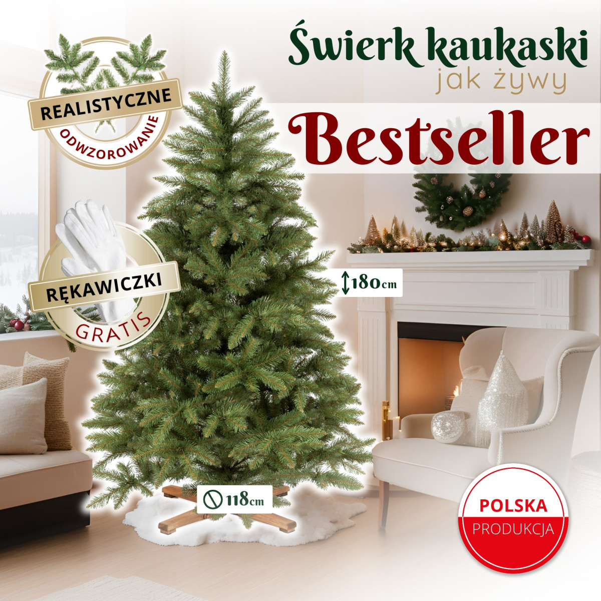 Tehislik kuusk Springos CT0241, Skandinaavia mänd Premium 180 CM