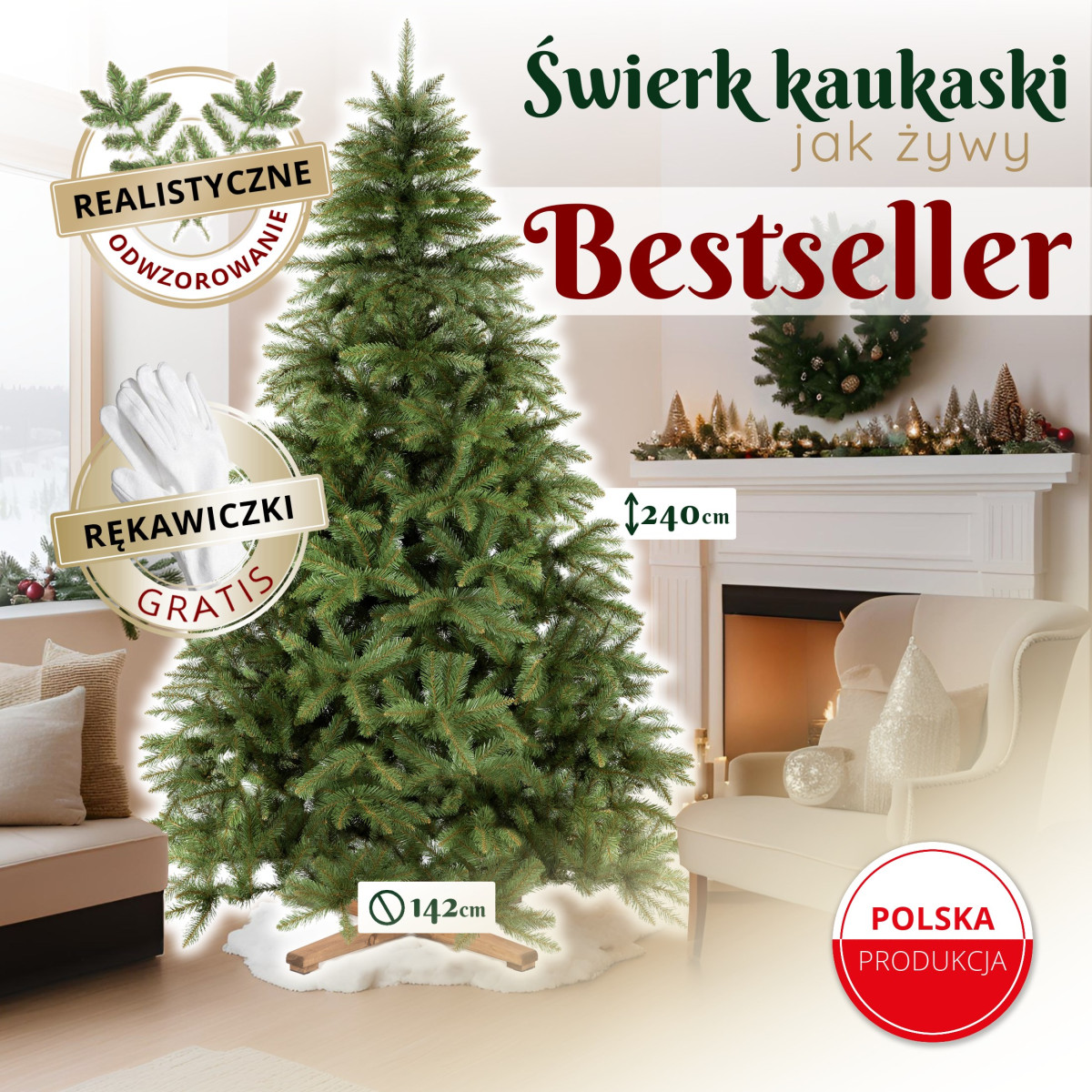 Tegelik jõulupuu Springos CT0243, Skandinaavia mänd Premium 240 cm