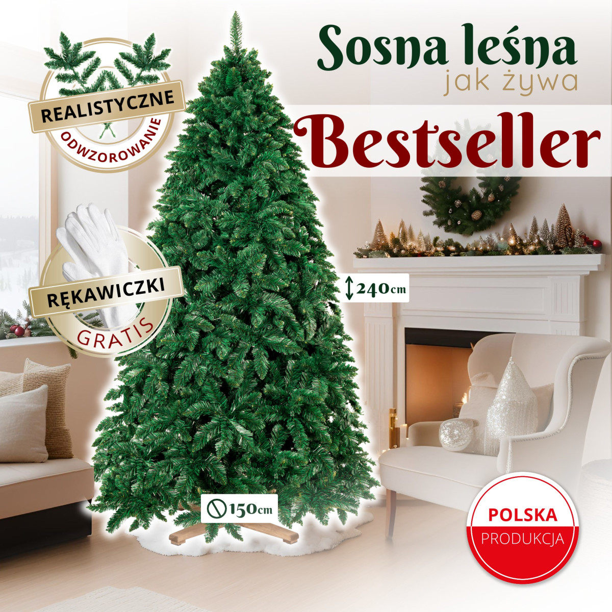 Tehiskuusk Springos CT0247, Premium Metsamänd 240 cm