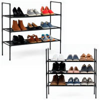 Jalanõuriiul, 3-tasandiline, metallist kapp riiulitega, 70x72x28 cm, must