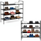 Jalanõuriiul, 4-realine, metallist kapp riiulitega, 75x72x28 cm, must