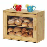 Kahetasandiline leivakast, leiva hoiustamise konteiner, köögileivakapp, bambus