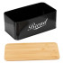 Metallist leivakast 33x18x14 cm, suletud leivakast, bambusplaat, must