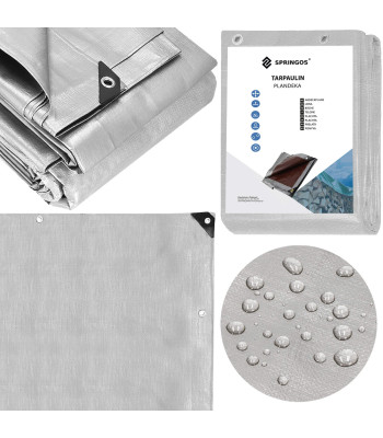 Aia presenning 6x8 m 130g/m² tugevdatud autokaitse, hall