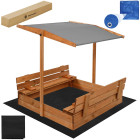 Springos SB120RSET katusega liivakast 120 × 120 cm kaanega, pruun